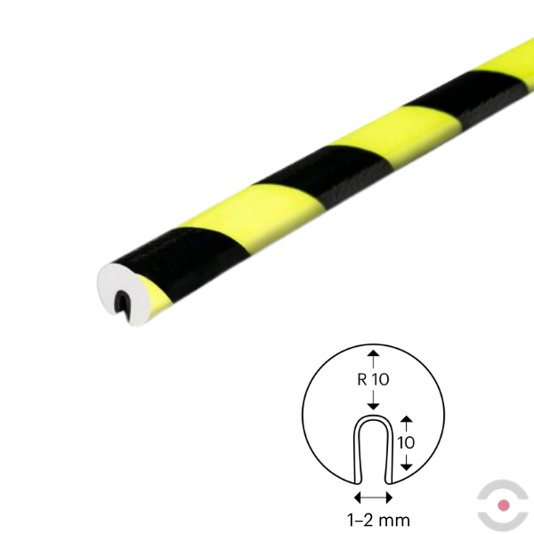 Elastyczny profil ostrzegawczo-ochronny Knuffi, typ O, neon/czarny, 1000 mm