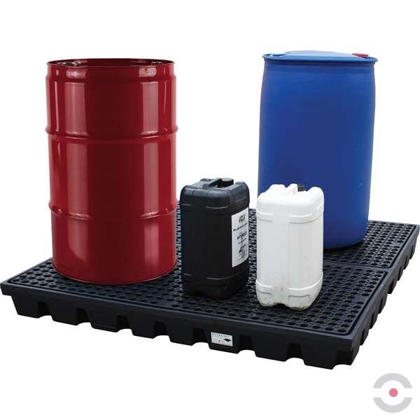 Platforma robocza polietylenowa Topserw 240 l, beczka 4*200 l, wanna wychwytowa, czarny, LOW