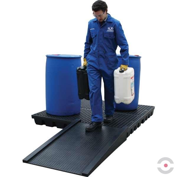 Platforma robocza polietylenowa Topserw 240 l, beczka 4*200 l, wanna wychwytowa, czarny, LOW