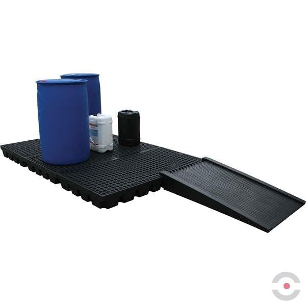 Platforma robocza polietylenowa Topserw 240 l, beczka 4*200 l, wanna wychwytowa, czarny, LOW