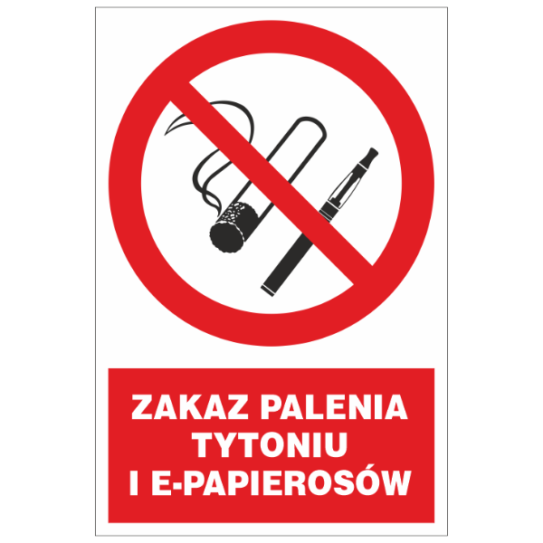 Znak ppoż Zakaz palenia tytoniu i e-papierosów 150x205mm P (12P/5)