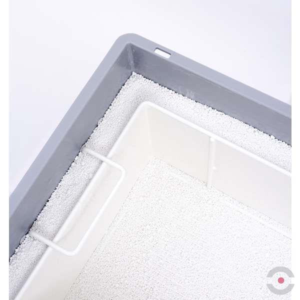 Plastikowy pojemnik transportowy Premium S-BOX Low, 27 l, stały kosz, 30*wypełniacz +5kg PyroBubbles