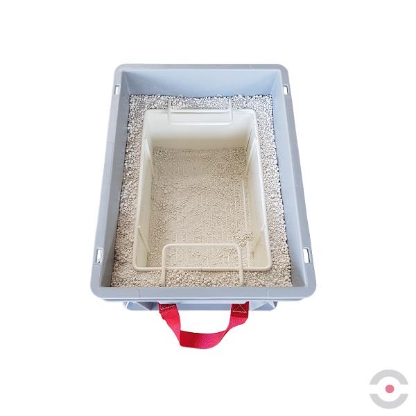 Pojemnik PG2 Premium, do transportu (ADR), składowania baterii Topserw, 48 l, polipropylen, stały kosz, wypełniacz PyroBubbles