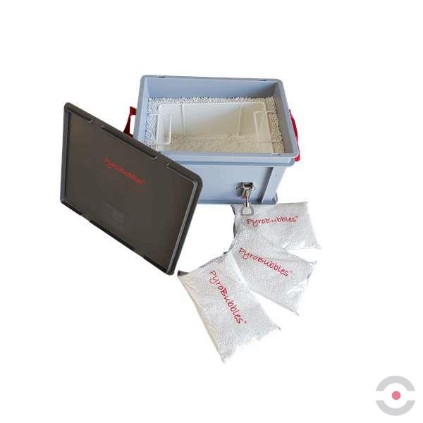 Plastikowy pojemnik transportowy Premium XS-BOX Low, 17 l, stały kosz, 8*wypełniacz +2kg PyroBubbles