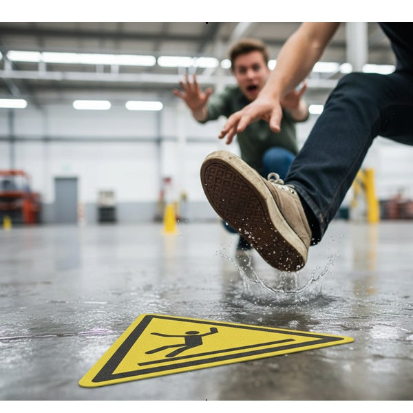 Znacznik podłogowy „Uważaj na śliską podłogę”, trójkąt, 600 mm