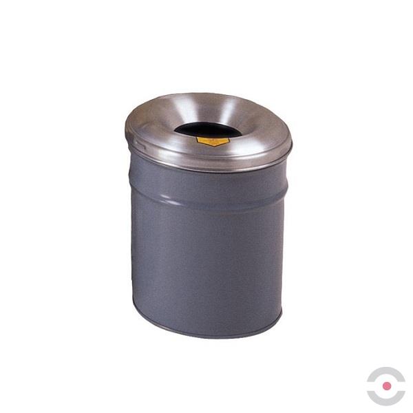 Pojemnik zabezpieczający na odpady papierowe Justrite, pokrywa aluminiowa, 23 l, szary