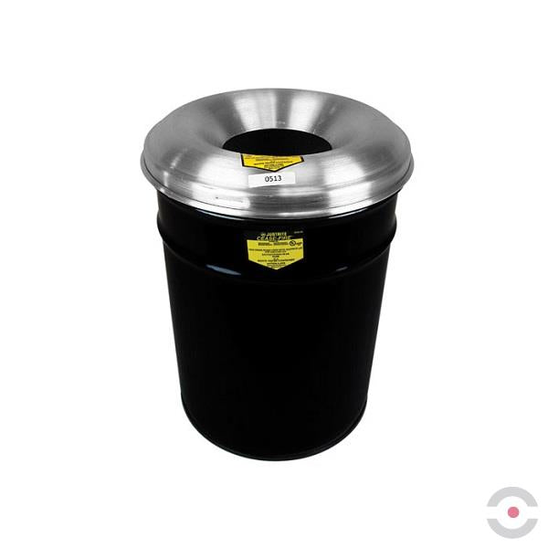 Pojemnik zabezpieczający na odpady papierowe Justrite, pokrywa aluminiowa, 57 l, czarny