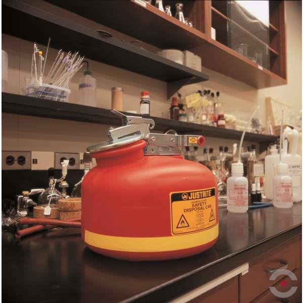 Pojemnik polietylenowy Justrite do usuwania zużytych płynów 7.5 l, osprzęt SN, czerwony