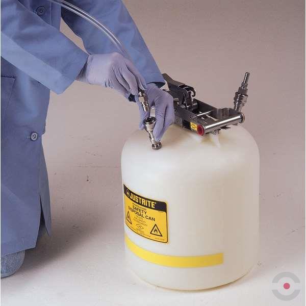 Pojemnik polietylenowy Justrite do zbierania odpadów HPLC, okrągły 19 l, złącze 1 PN, złącze 2 PN, biały