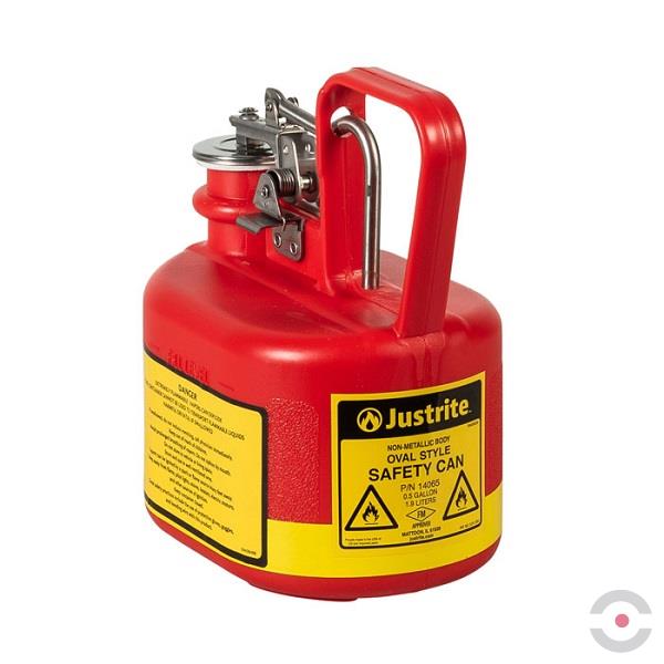 Pojemnik polietylenowy Justrite, osprzęt stal nierdz., 2 l, czerwony