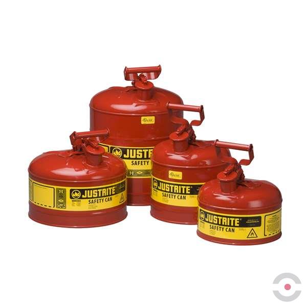 Pojemnik zabezpieczający Justrite stalowy na płyny łatwopalne 7,5 l, Typ I, czerwony