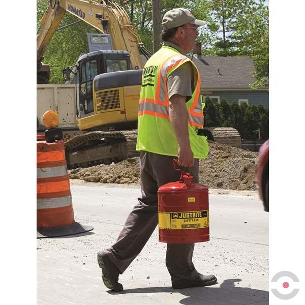 Pojemnik zabezpieczający Justrite stalowy na płyny łatwopalne 19 l, Typ I, czerwony