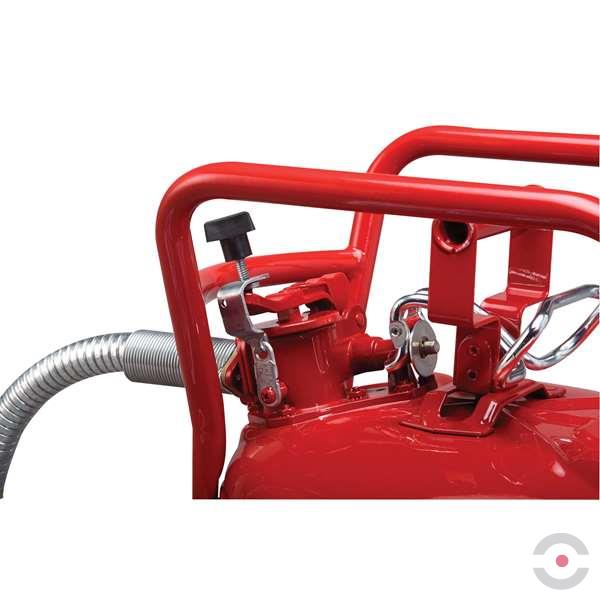 Pojemnik zabezpieczający Justrite stalowy na płyny łatwopalne, Typ II, D.O.T. wąż spustowy 16 mm, 19 l, czerwony