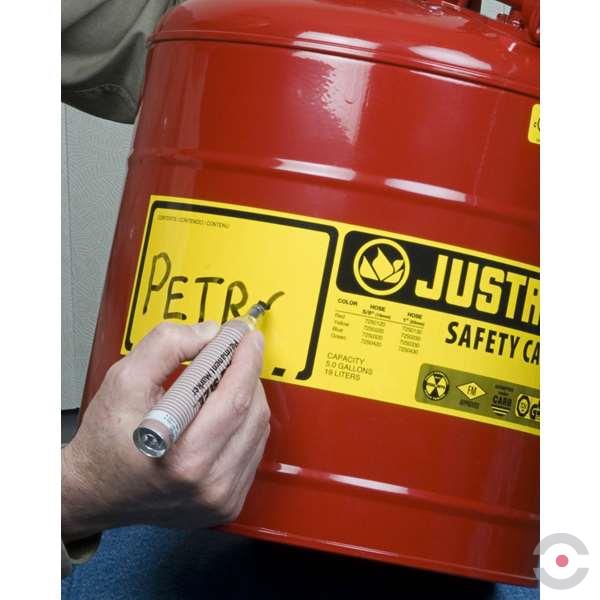 Pojemnik zabezpieczający Justrite stalowy na płyny łatwopalne 7,5 l, Typ I, lejek, czerwony