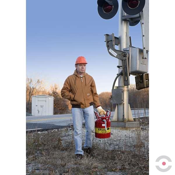 Pojemnik zabezpieczający Justrite stalowy na płyny łatwopalne Typ II, wąż spustowy 25 mm, 19 l, czerwony