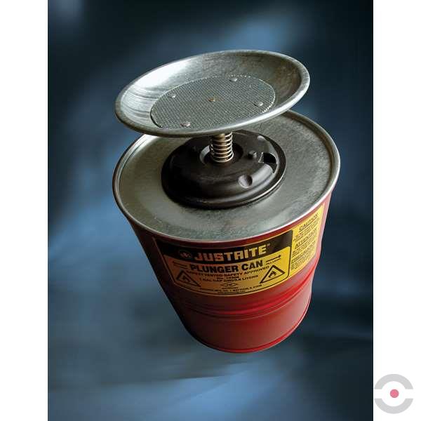 Pojemnik zabezpieczający Justrite stalowy, tłokowy do czyszczenia, 1 l, czerwony