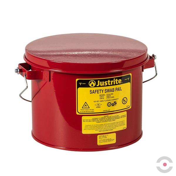 Pojemnik zabezpieczający Justrite stalowy, warsztatowy do czyszczenia, 6 l, czerwony