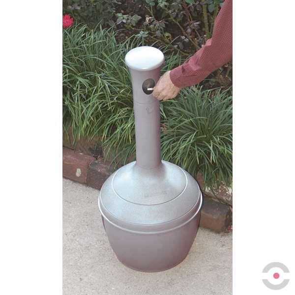 Popielnica zewnętrzna Justrite, polietylenowa Elite Cease-Fire na niedopałki, szary