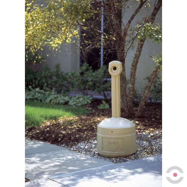 Popielnica zewnętrzna Justrite, polietylenowa Smokers Cease-Fire na niedopałki, beżowy