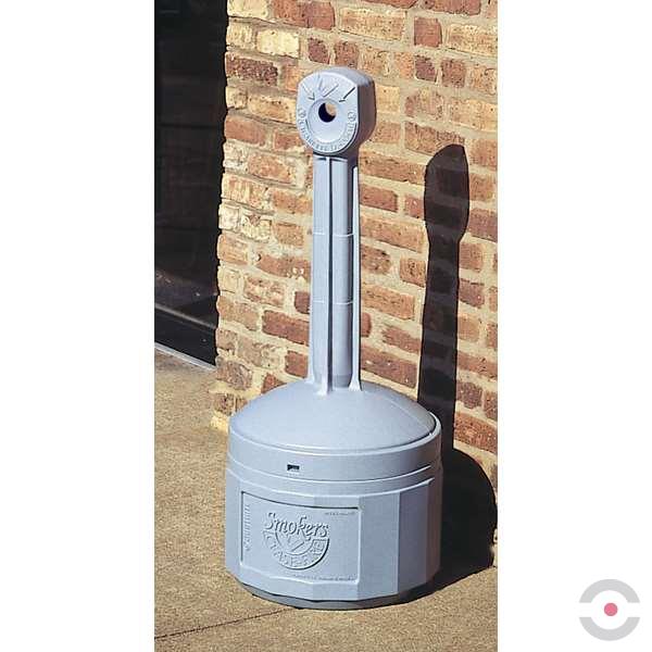 Popielnica zewnętrzna Justrite, polietylenowa Smokers Cease-Fire na niedopałki, szary