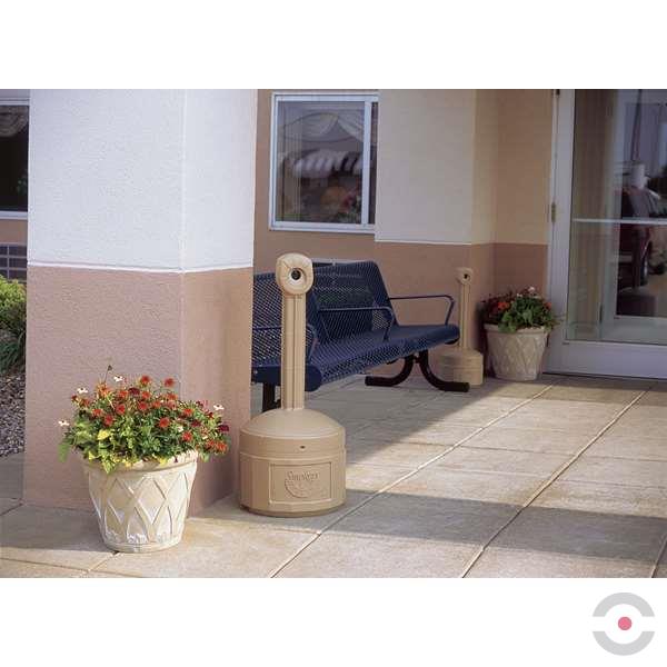 Popielnica zewnętrzna Justrite, polietylenowa Smokers Cease-Fire na niedopałki, beżowy