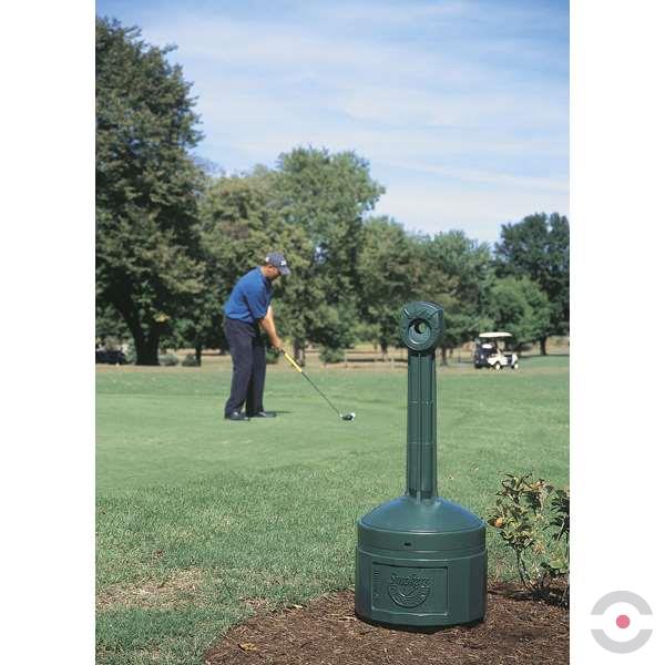 Popielnica zewnętrzna Justrite, polietylenowa Smokers Cease-Fire na niedopałki, zielona