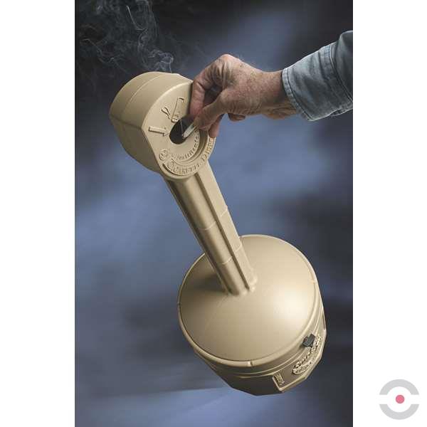 Popielnica zewnętrzna Justrite, polietylenowa Smokers Cease-Fire na niedopałki, beżowy