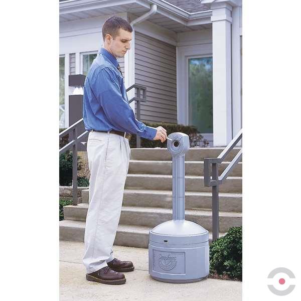 Popielnica zewnętrzna Justrite, polietylenowa Smokers Cease-Fire na niedopałki, szary