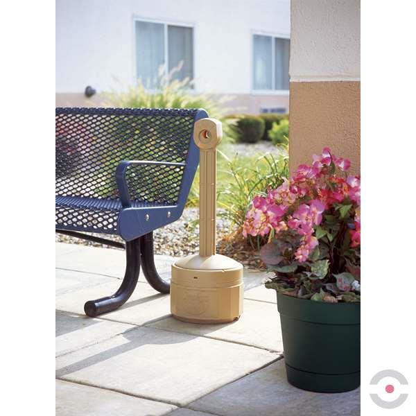 Popielnica zewnętrzna Justrite, polietylenowa Smokers Cease-Fire na niedopałki, beżowy