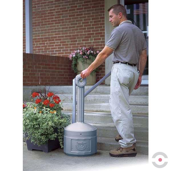 Popielnica zewnętrzna Justrite, polietylenowa Smokers Cease-Fire na niedopałki, szary