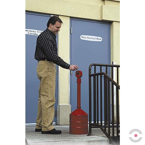 Popielnica zewnętrzna Justrite, stalowa Heavy Duty na niedopałki, pojemność 19 l, czerwony