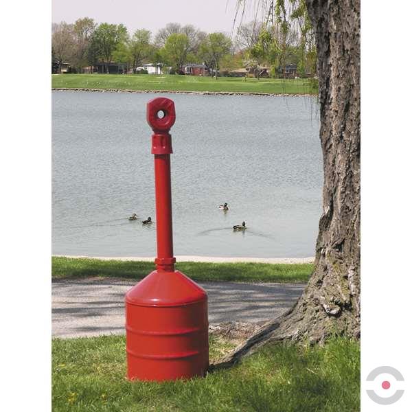 Popielnica zewnętrzna Justrite, stalowa Heavy Duty na niedopałki, pojemność 19 l, czerwony