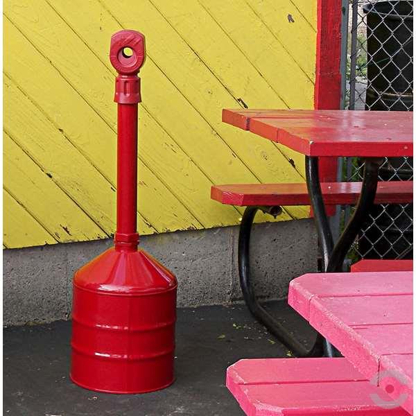 Popielnica zewnętrzna Justrite, stalowa Heavy Duty na niedopałki, pojemność 19 l, czerwony