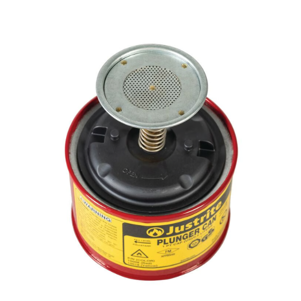 Pojemnik zabezpieczający Justrite stalowy, tłokowy do czyszczenia, 0.5 l, czerwony