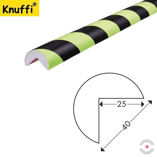 Elastyczny profil ostrzegawczo-ochronny Knuffi, typ A, neon/czarny, 1000 mm