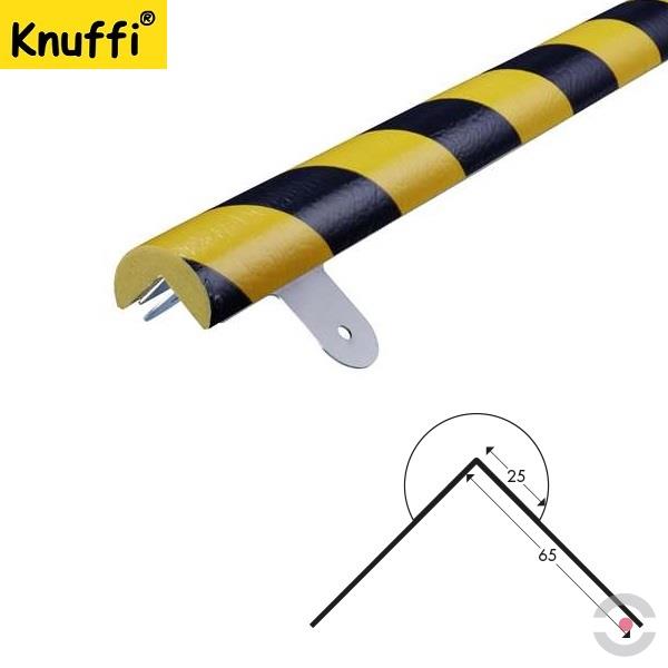Elastyczny profil ostrzegawczo-ochronny Knuffi, typ A, naścienny, żółty/czarny, 1000 mm