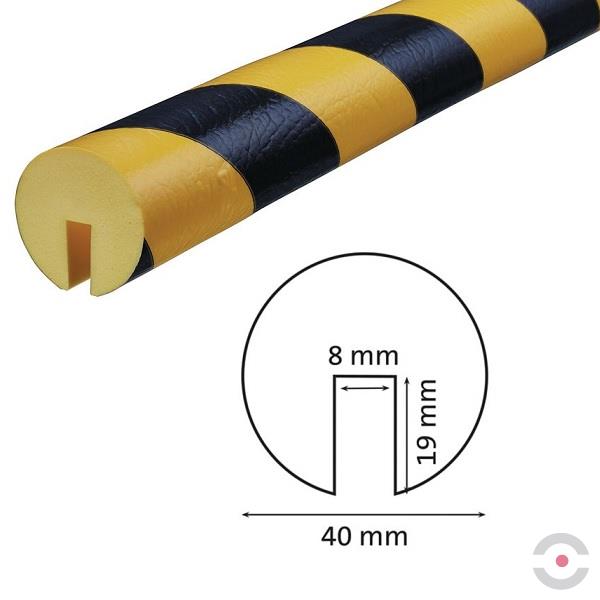 Profil ochronny TYP B, żółto - czarny, 5 m, wycięcie 8 mm