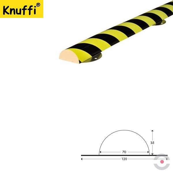 Elastyczny profil ostrzegawczo-ochronny Knuffi, typ C+, naścienny, żółty/czarny, 1000 mm