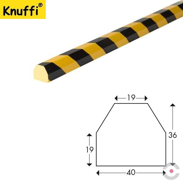 Elastyczny profil ostrzegawczo-ochronny Knuffi, typ CC, żółty/czarny, 5000 mm