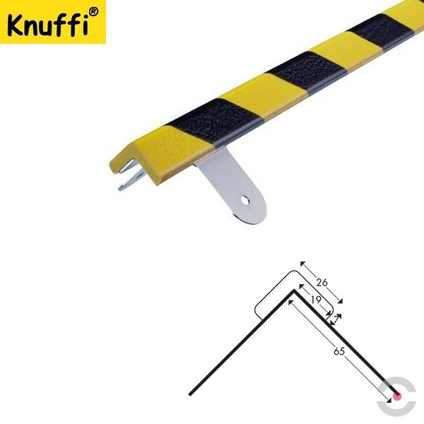Elastyczny profil ostrzegawczo-ochronny Knuffi, typ E, naścienny, żółty/czarny, 1000 mm