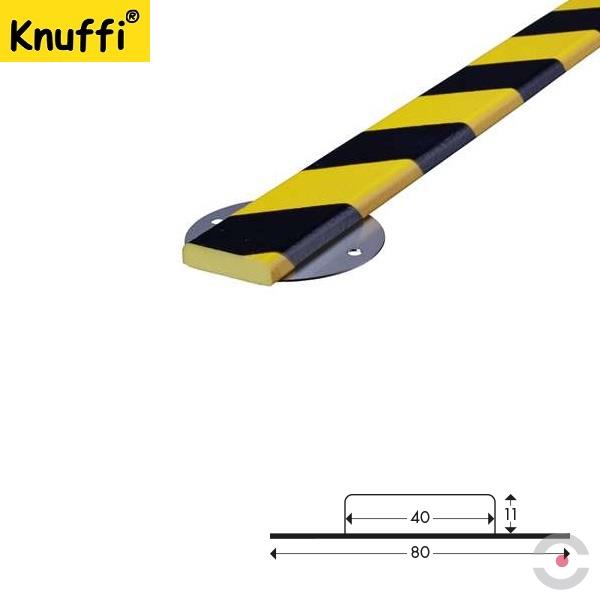 Elastyczny profil ostrzegawczo-ochronny Knuffi, typ F, naścienny, żółty/czarny, 1000 mm