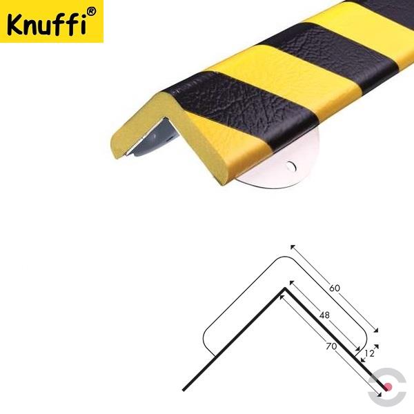 Elastyczny profil ostrzegawczo-ochronny Knuffi, typ H+, naścienny, żółty/czarny, 500 mm
