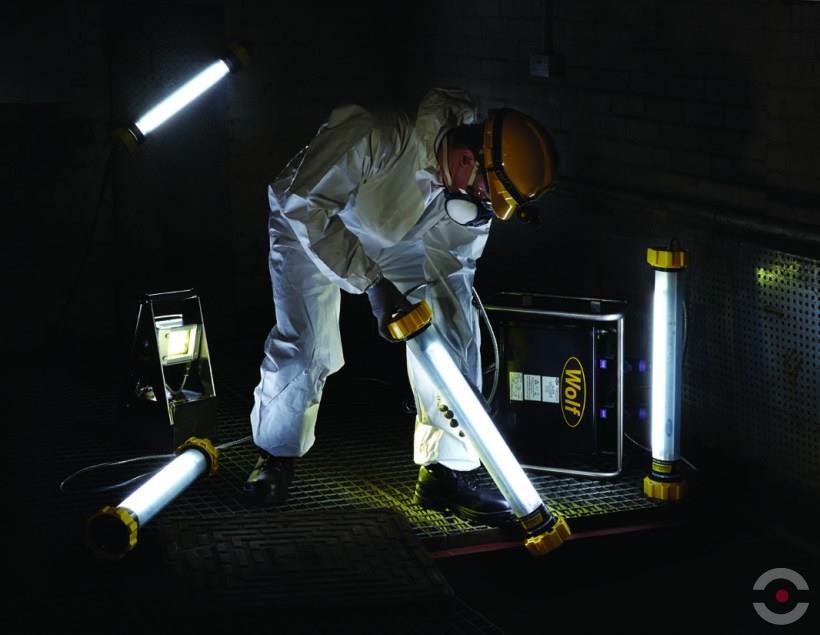 Oprawa oświetleniowa Ex ATEX Topserw WOLF LX-400SL, zasilanie 24 V, kabel 20 m, wtyk, 360°, Zone ‘1’, ‘21’