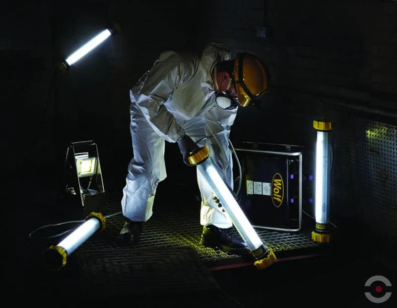 Oprawa oświetleniowa Ex ATEX Topserw WOLF LX-400SH, zasilanie 110 V, kabel 10 m, wtyk, 180°, Zone ‘1’, ‘21’