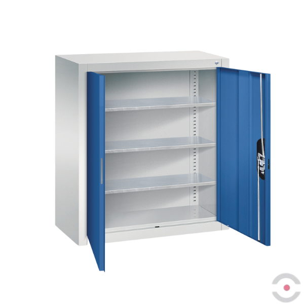 Szafka warsztatowa S, wisząca, 3 półki, drzwi dwuskrzydłowe, W*S*G 830*700*300 mm, szary/niebieski