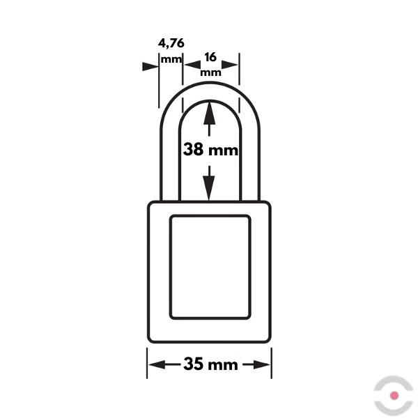 Kłódka bezpieczeństwa (Ex), korpus i kabłąk kompozytowy 4.76 mm, klucz KD, b/przytrzymania, pomarańczowaa