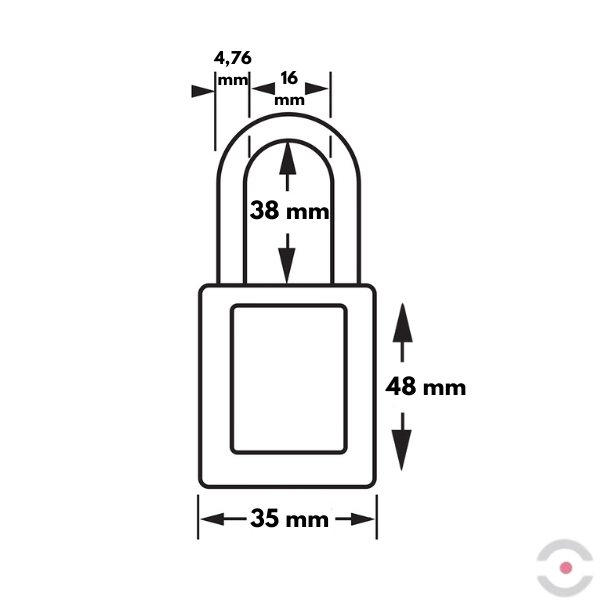 Kłódka bezpieczeństwa (Ex), korpus i kabłąk kompozytowy 4.76 mm, klucz KD, b/przytrzymania, biała