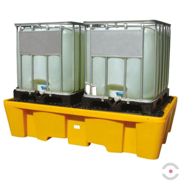Wanna wychwytowa polietylenowa Topserw 1130 l, IBC 2*1000 l, kratownica, żółty, MEGA