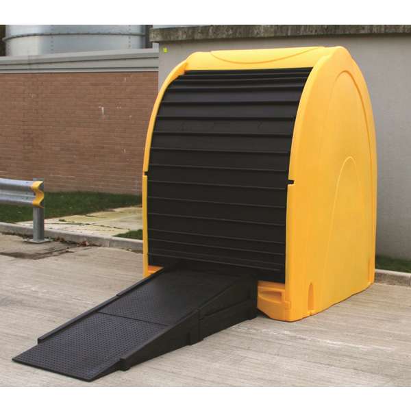 Stanowisko robocze polietylenowa Topserw 250 l, beczka 4*200 l, żółty/czarny, HARDCOVER