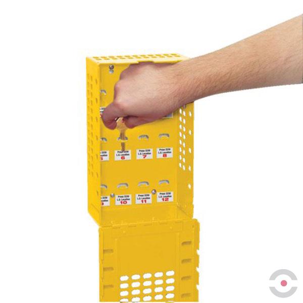 Skrzynka zabezpieczająca klucze kłódek bezpieczeństwa, przenośna/ścienna, żółta